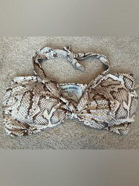 Almost Famous Brown and Cream Snake Print Crop Top